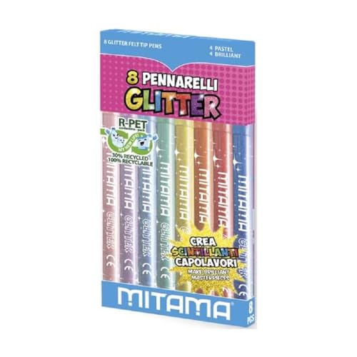 Mitama Dreieckiger Glitzer-Pinsel, feine Spitze, 8 Filzstifte, mehrfarbig, Taglia Unica, Schulmäppchen Mitama Dreieckiger Glitzer-Pinsel, feine Spitze, 8 Filzstifte, mehrfarbig, Taglia Unica, Schulmäppchen von Mitama