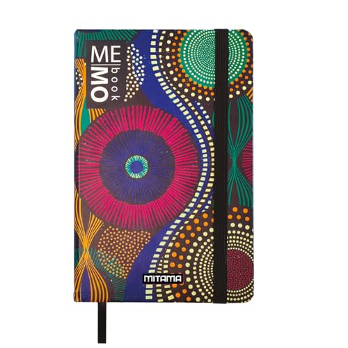 Mitama Notizbuch Large – AFRO Grafik – Memobook – Notizbuch – Soft Touch Cover – Innentasche + Bleistift enthalten – Blätter kariert 5 mm – 13 x 21 cm von Mitama