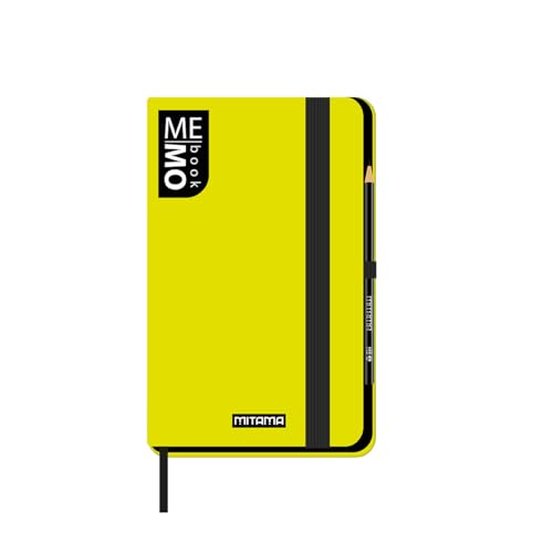 Mitama Notizbuch Pocket Gelb Fluo – Memobook – Notizbuch – Soft Touch Cover – Innentasche + Bleistift enthalten – Blätter kariert 5 mm – 9 x 14 cm von Mitama