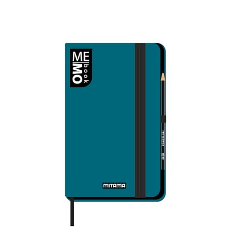 Mitama Notizbuch Pocket PETROLIO - MEMO BOOK - Notizbuch - Soft Touch Cover - Innentasche + Bleistift enthalten - karierte Blätter 5 mm - 9 x 14 cm von Mitama