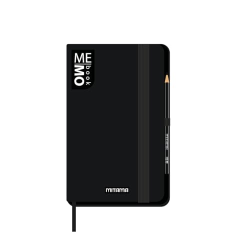 Mitama Notizbuch Pocket schwarz – Memobook – Notizbuch – Soft-Touch-Cover – Innentasche + Bleistift enthalten – Blätter kariert 5 mm – 9 x 14 cm von Mitama