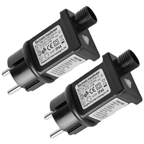 2 Stück 31V 6W LED Netzteil, 8 Modi Lichterkette Netzteil Adapter mit Timer Funktion, Wasserdicht Adapter Trafo, LED Transformator für Weihnachtsbeleuchtung Lichternetz Lichterkette von Mitening