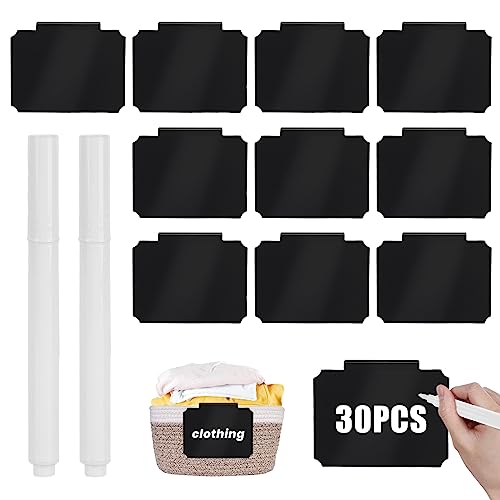 Abnehmbare Etikettenhalter, 30 Stück PVC Korb Etiketten Mit 2 Whiteboard-Stift, Wiederverwendbare Bin Clip Labels Für Körbe, Lagerkästen, Abfallbehälter von Mitening