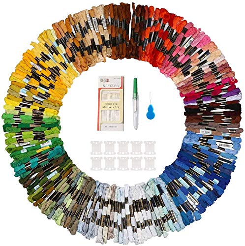 Mitening Stickgarn, Embroidery Threads Floss Sticken Set Weicher Baumwollgarn Garn für Freundschaftsbänder Stickerei Kreuzstich Basteln Nähgarne Häkeln 8M 6-Fädig (150 Farben) von Mitening