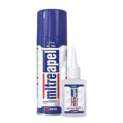 MITREAPEL Superka-Kleber (1 x 25 g) mit Sprühkleberaktivator (1 x 100 ml) - Cyanoacrylat-Kleber zum Basteln und Bauen|1 Pack von Mitreapel