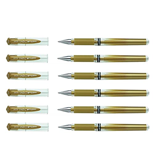 6er Sparpack Gelroller uni-ball® SIGNO UM 153, Schreibfarbe: gold (6) von Mitsubishi Pencil