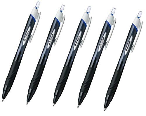 Uni-Ball Jetstream RT Einziehbarer Kugelschreiber Kugelschreiber Gummigriff 1,0 mm Blaue Tintenpatronen 5er-Set Uni-Ball Jetstream RT Einziehbarer Kugelschreiber Kugelschreiber Gummigriff 1,0 mm Blaue Tintenpatronen 5er-Set von Mitsubishi