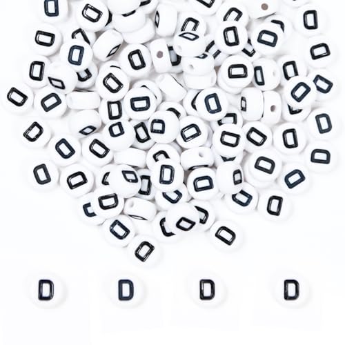 MiuCo 500 Stück Buchstabenperlen D zum Armbänder, Rund Buchstaben Perlen für Auffädeln, Alphabet Perlen Set, Letter Beads Bastelset für Armband Haarband Schmuck Basteln von MiuCo