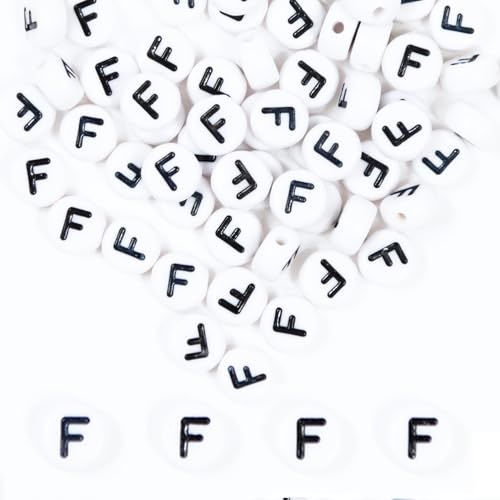 MiuCo 500 Stück Buchstabenperlen F zum Armbänder, Rund Buchstaben Perlen für Auffädeln, Alphabet Perlen Set, Letter Beads Bastelset für Armband Haarband Schmuck Basteln MiuCo 500 Stück Buchstabenperlen F zum Armbänder, Rund Buchstaben Perlen für Auffädeln, Alphabet Perlen Set, Letter Beads Bastelset für Armband Haarband Schmuck Basteln von MiuCo