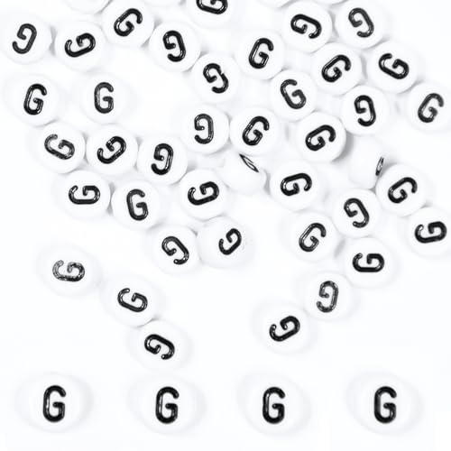 MiuCo 500 Stück Buchstabenperlen G zum Armbänder, Rund Buchstaben Perlen für Auffädeln, Alphabet Perlen Set, Letter Beads Bastelset für Armband Haarband Schmuck Basteln MiuCo 500 Stück Buchstabenperlen G zum Armbänder, Rund Buchstaben Perlen für Auffädeln, Alphabet Perlen Set, Letter Beads Bastelset für Armband Haarband Schmuck Basteln von MiuCo