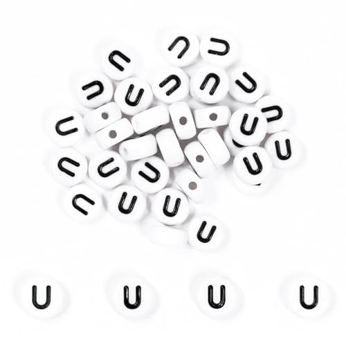 MiuCo 500 Stück Buchstabenperlen U zum Armbänder, Rund Buchstaben Perlen für Auffädeln, Alphabet Perlen Set, Letter Beads Bastelset für Armband Haarband Schmuck Basteln von MiuCo