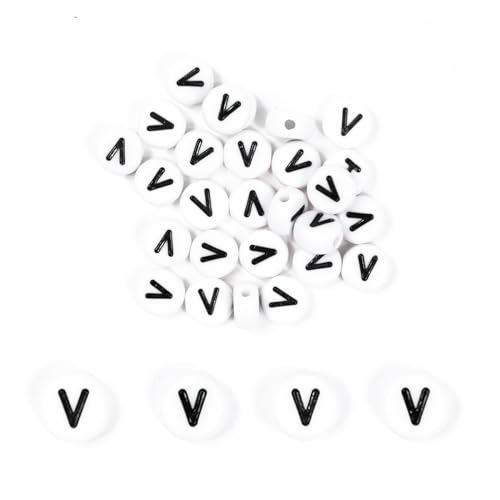 MiuCo 500 Stück Buchstabenperlen V zum Armbänder, Rund Buchstaben Perlen für Auffädeln, Alphabet Perlen Set, Letter Beads Bastelset für Armband Haarband Schmuck Basteln von MiuCo