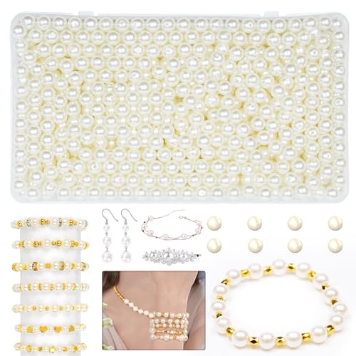 MiuCo 6mm Perlen für Armbänder Selber Machen, Beige Perlen zum Auffädeln, Perlenset für Erwachsene, Pearl Beads for Jewelry Making, Glasperlen Perlenkette für Schmuckherstellung MiuCo 6mm Perlen für Armbänder Selber Machen, Beige Perlen zum Auffädeln, Perlenset für Erwachsene, Pearl Beads for Jewelry Making, Glasperlen Perlenkette für Schmuckherstellung von MiuCo