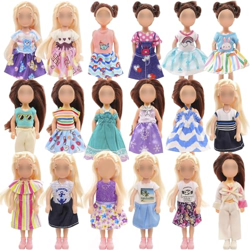 Miunana 12 Kleidung Schuhe für 6 Zoll 15 cm Puppen = 10 Kleider + 2 Schuhe für Mädchen Puppen von Miunana
