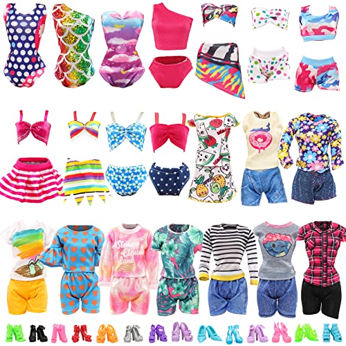 Miunana 25 Kleidung Puppensachen Partymoden Puppenkleidung Mode Kleider für 11,5 Zoll Puppen = 5 Tops Kleidung 5 Hosen Outfits Kostüm 5 Badenanzüge 10 Schuhen Zubehör für 30 cm Puppen Mädchen Geschenk von Miunana