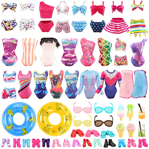 Miunana 26 Puppen Kleidung Badeanzug Kleider Zubehör Klamotten Float Schwimmring Schuhe für 11,5 Inch Puppen Puppenkleidung von Miunana