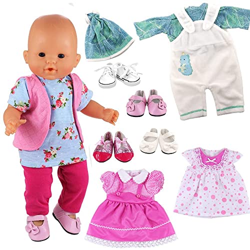 Miunana 3 Baby Puppen Kleidung Puppenkleidung Kleider 3 Schuhe für 35-45 cm Baby Puppen von Miunana