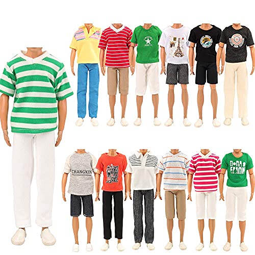 Miunana 6 Puppen Kleidung Outfits = 3 Causual T-Shirt 3 Hose für Junge Puppen Sommer Puppenkleidung Puppenbekleidung von Miunana