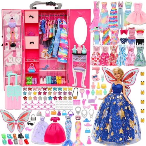 Miunana Kleiderschrank 101 Puppen Kleidung Zubehör Schrank Kleider Zubehör Schuhe Kleiderbügel Halsketten Kronen Tasche Accessoires für 11,5 Zoll Puppen Miunana Kleiderschrank 101 Puppen Kleidung Zubehör Schrank Kleider Zubehör Schuhe Kleiderbügel Halsketten Kronen Tasche Accessoires für 11,5 Zoll Puppen von Miunana