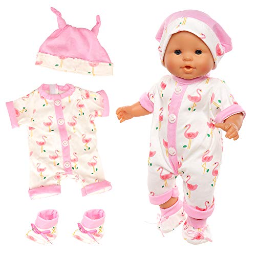 Miunana Kleidung Bekleidung Outfits für Baby Puppen, Puppenkleidung 35-43 cm, Overall Hut Socke für Baby Little Puppen von Miunana