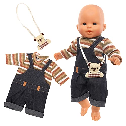 Miunana Kleidung Bekleidung Outfits für Baby Puppen, Puppenkleidung 35-43 cm, Latzhose mit Umhängetasche Miunana Kleidung Bekleidung Outfits für Baby Puppen, Puppenkleidung 35-43 cm, Latzhose mit Umhängetasche von Miunana