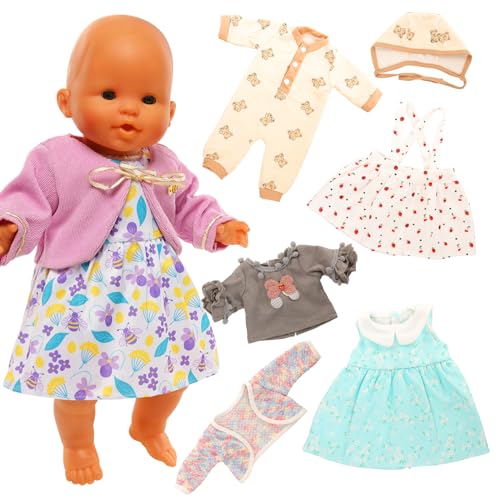 Miunana Kleidung Puppenkleidung Kleider für 35-43 cm Baby Puppen, Süße Outfits für Baby Doll (4-Set) von Miunana