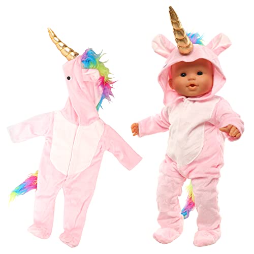Miunana Kleidung Puppenkleidung Outfits für 35-43 cm Baby Puppen, Einhorn Puppenbekleidung für Baby Doll (Pink) von Miunana