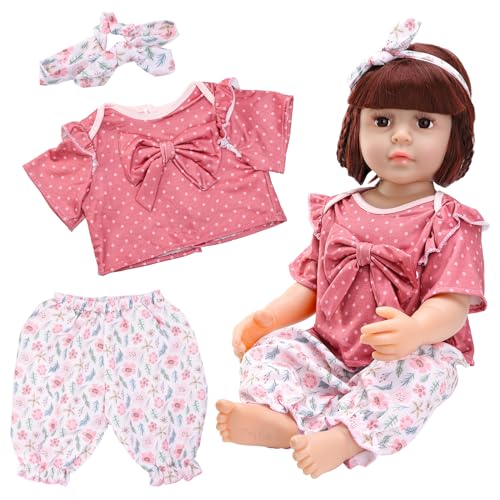 Miunana Puppenkleidung Kleidung für Baby Puppen, Süße Bekleidung Outfits Stirnband für 50-55 cm Puppen, 20-22 Zoll Puppenkleider Puppenzubehör (Keine Puppe) von Miunana