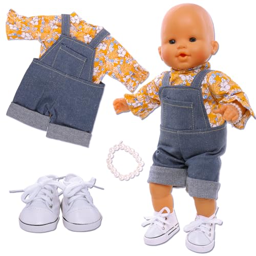 Miunana Puppenkleidung Overall Outfits für Baby Puppen, Denim Kleidung Schuhe für 35-43 cm Puppen von Miunana