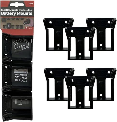 StealthMounts Akkuhalter für Milwaukee M18 | Kabellose Akkuhalterung für Milwaukee 18V Elektrowerkzeuge | 6er Pack | Schwarz Akku-Organizer für Milwaukee StealthMounts Akkuhalter für Milwaukee M18 | Kabellose Akkuhalterung für Milwaukee 18V Elektrowerkzeuge | 6er Pack | Schwarz Akku-Organizer für Milwaukee von StealthMounts