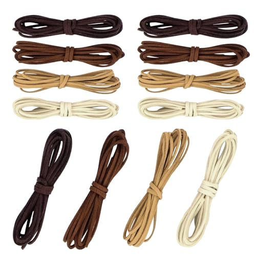 Mivanta 12 Rollen Lederband – 3MM x 2M Lederband für Ketten, 4 Farben je Set, ideal für DIY-Schmuck und Kunsthandwerk von Mivanta