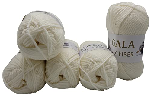 Mix Fiber Gala 5 x 100g Acrylwolle weiß 500g zum Stricken und Häkeln Mix Fiber Gala 5 x 100g Acrylwolle weiß 500g zum Stricken und Häkeln von Mix Fiber