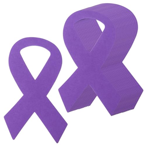 MixTeach 72 Pink Ribbon Awareness Cutouts, Brustkrebs-Bewusstseins-Papierausschnitte, 9,1 x 15,9 cm, bandförmige Stanzformen für Dekoration und Unterstützungsveranstaltungen (lila) von MixTeach