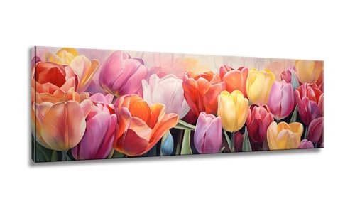Mixmblon Diamond Painting Erwachsene, Diamond Painting Tulpe, Groß 30x90cm, Diamant Painting Bilder, Eckige Steine, Nicht Faltbar von Mixmblon