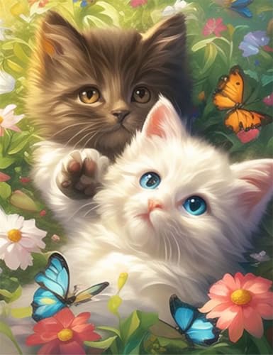 Diamond Painting Set für Erwachsene, Katze Diamond Painting Kits, 5D Tier Diamant Malerei Set, Runden Diamond Painting, DIY Diamond Painting Basteln Bilder für Home Wand Décor Geschenk 70x90cm IN-442 von Mixmblon