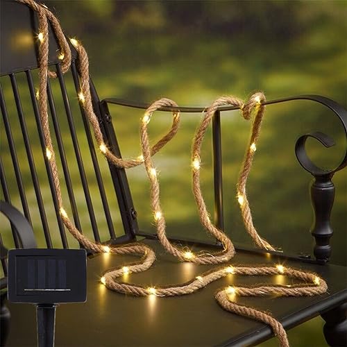 Mixtooltoys Jute-Seil-Lichterkette, 5 m, 100 LEDs, 6 mm, für Schlafzimmer, 8 Modi, solarbetriebene Lichtleiste, hängende Lichterkette mit Fernbedienung, für Camping, Halloween, Weihnachten, Hochzeit, Mixtooltoys Jute-Seil-Lichterkette, 5 m, 100 LEDs, 6 mm, für Schlafzimmer, 8 Modi, solarbetriebene Lichtleiste, hängende Lichterkette mit Fernbedienung, für Camping, Halloween, Weihnachten, Hochzeit, von Mixtooltoys