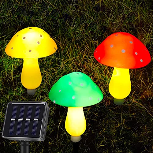 Solar-Lichterkette für den Außenbereich,Lichterkette mit 3 Pilz-Fliegenpilz-Solar-Pilz-Lichterketten Dekorationen mit mehreren Beleuchtungsmodi,niedliche geformte Pilz-Lichterkette,Garten-Landschaft von Mixtooltoys