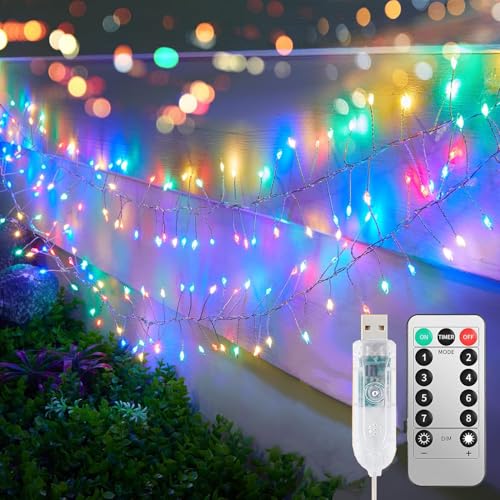 USB-Feuerwerkskörper-Lichterkette, 3 m, 100 LEDs, wasserdicht, silberfarbener Draht, Sternenglühchen, Lichter für DIY-Kranz, Zuhause, Jäten, Innen- und Außenbereich, Weihnachtsdekoration, mehrfarbig von Mixtooltoys