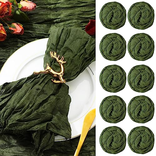 100 Stück Musselin-Servietten, 50 x 50 cm, Dinner-Servietten, gefaltete dekorative Stoffservietten für Zuhause, Hochzeit, rustikale Tischdekoration (Armeegrün) von Mixweer