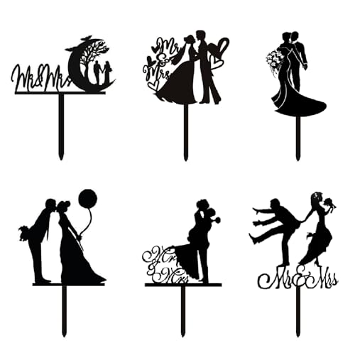 6 Stück Mr Mrs Cake Topper Braut und Bräutigam Hochzeitstorten Dekoration Brautpaar Silhouetten Topper Acryl Kuchendekorationen für Hochzeit Heiratsantrag Jahrestag Valentinstag 6 Stück Mr Mrs Cake Topper Braut und Bräutigam Hochzeitstorten Dekoration Brautpaar Silhouetten Topper Acryl Kuchendekorationen für Hochzeit Heiratsantrag Jahrestag Valentinstag von Mixxiula