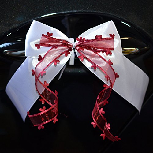 Miya@ 10 hochwertige Handgemacht Rot Antenneschleifen mit Herzschleifen aus Satin, Auto Schleifen, Hochzeit Deko, Autoschmuck von Miya beautycenter