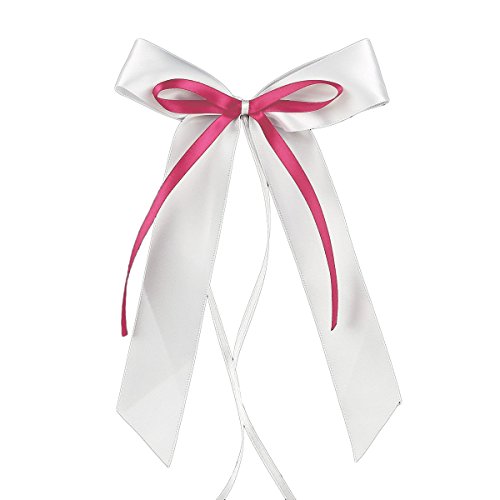 Miya@ hochwertige 10 Weiss & Pink Antenneschleifen aus Satin Autoschmuck Autoschleifen Deko Hochzeit Party von Miya beautycenter