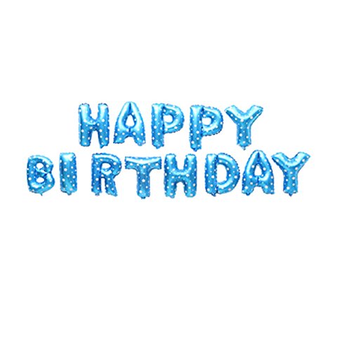 Miya XXL Happy Birthday Buchstaben Luftballon mit Klebepunkten, golden Deko Luftballon, Aluminiumfolie Ballons, Folienballon, Deko für Geburtstag Party, Helium Ballons, (Blau) von Miya