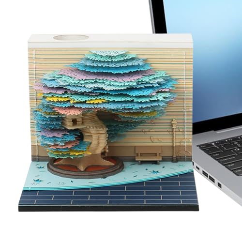 Miyanvuo 3D Notizblock - Baum Design 2026 Notizblock Schreibtischdekoration - Bastelblock Tischdekoration Für Schule Büro Zuhause Studentenwohnheim Familien Jahreswechsel Feiern,für Lehrer Familie von Miyanvuo