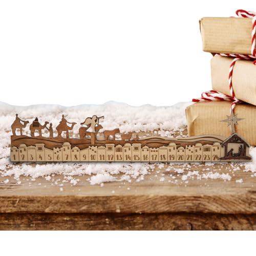 Miyanvuo Christmas Adventskalender,Holz Weihnachtsbaum Anhänger mit Countdown | Detailliert Gestaltetes Weihnachtsdekoration Zentrumstisch Spielzeug,Für Schreibtisch Fensterbank Bücherregal Kaminsims von Miyanvuo