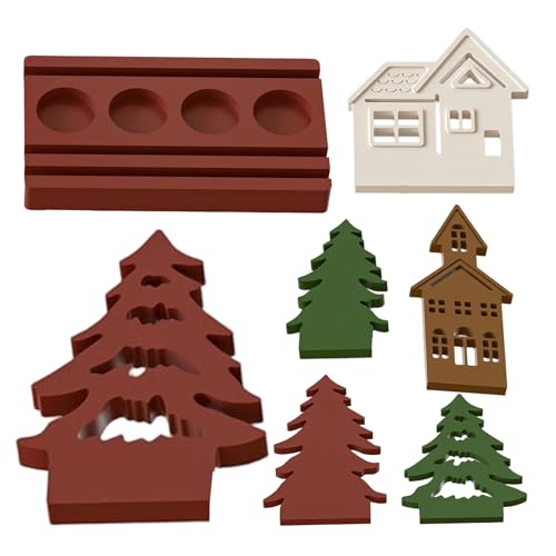 Miyanvuo Weihnachts Kerzenhalter Form | Weihnachtsbaumhaus Gipsform,Silikon Form Einfache Entformung Handwerk Gussform Für Epoxidharz Gips Dekoration Kerzenhalter Heimdekoration von Miyanvuo
