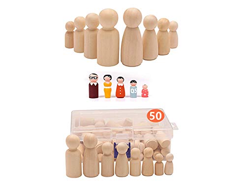 Miyobing Peg Dolls 50 Stück Holz Menschen für Kinder Malen, Holzfiguren zum Bemalen, Spielfiguren Holz Groß Basteln Kunstprojekte, Familie DIY Basteln Hochzeitsfeier Dekor von Miyobing