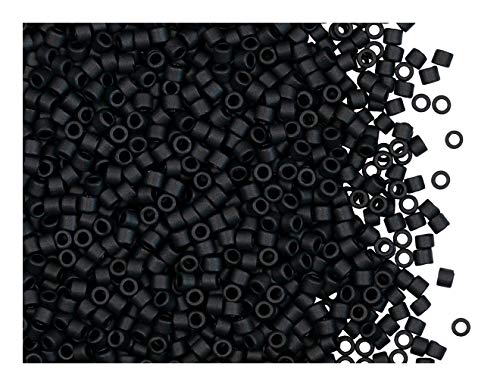 10gr 10/0 Miyuki® Delica® - Japanische Glasperlen mit einem Durchmesser von 2,2 mm mit einem Loch von 1,0 mm, Black Matted (Jet Black Matte) von Miyuki Delica Perlen