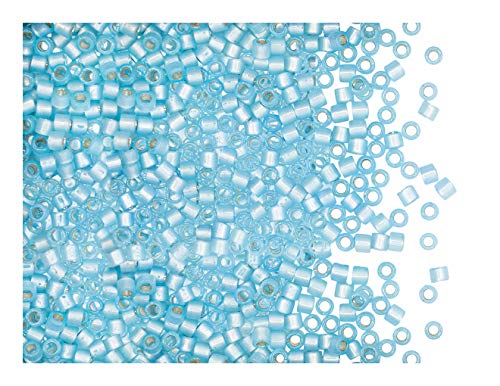 10gr 10/0 Miyuki® Delica® - Japanische Glasperlen mit einem Durchmesser von 2,2 mm mit einem Loch von 1,0 mm, Light Aqua/Silver Lined (Translucent Matte Baby Blue/Silver Inside) von Miyuki Delica Perlen