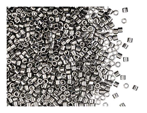 10gr 10/0 Miyuki® Delica® - Japanische Glasperlen mit einem Durchmesser von 2,2 mm mit einem Loch von 1,0 mm, Nickel Plated (Metallic Dark Nickel-Silver) von Miyuki Delica Perlen